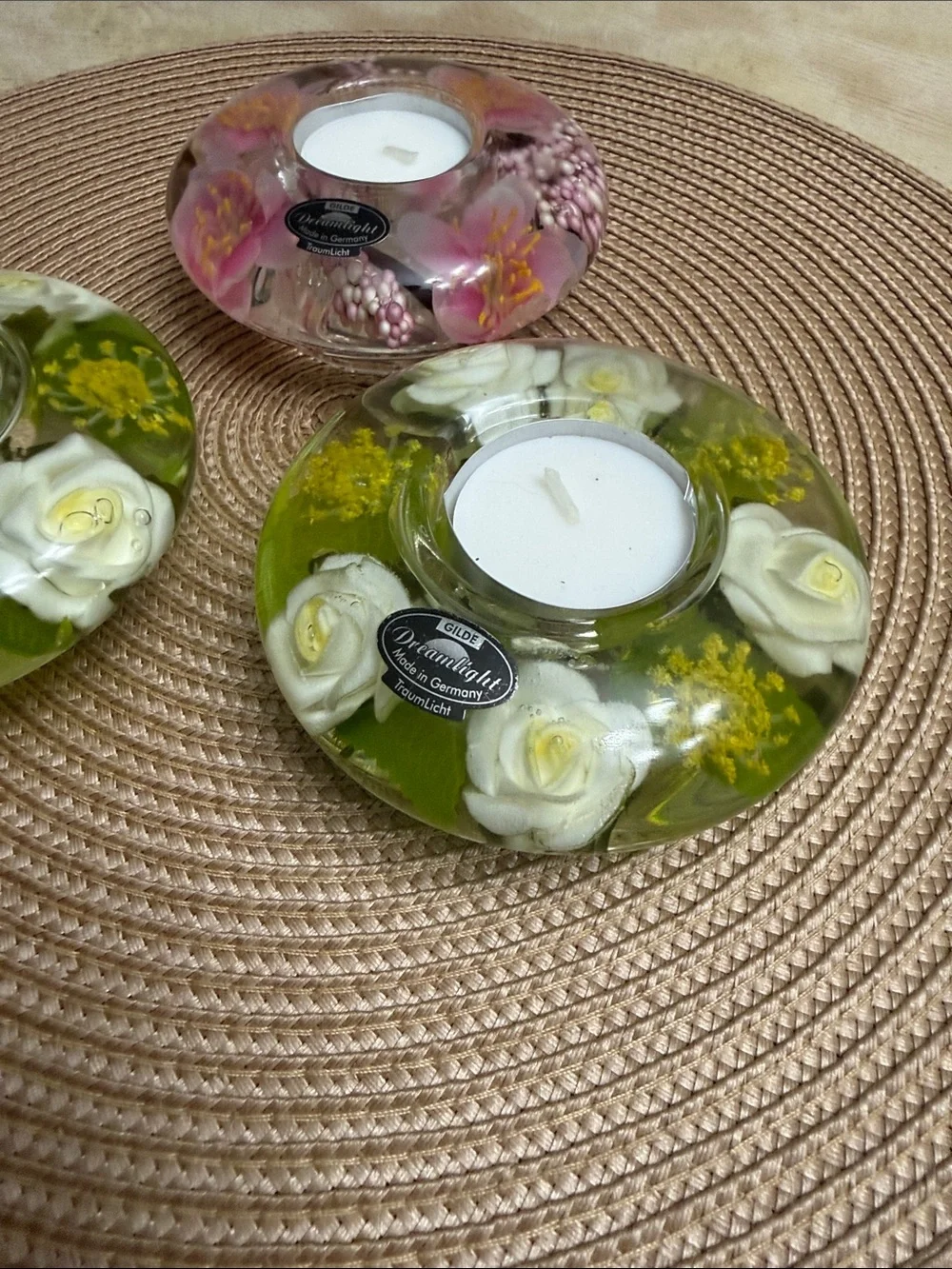 DREAMLIGHT 🔥 🌸Floral Resin Tealight Holder Set Made in Germany